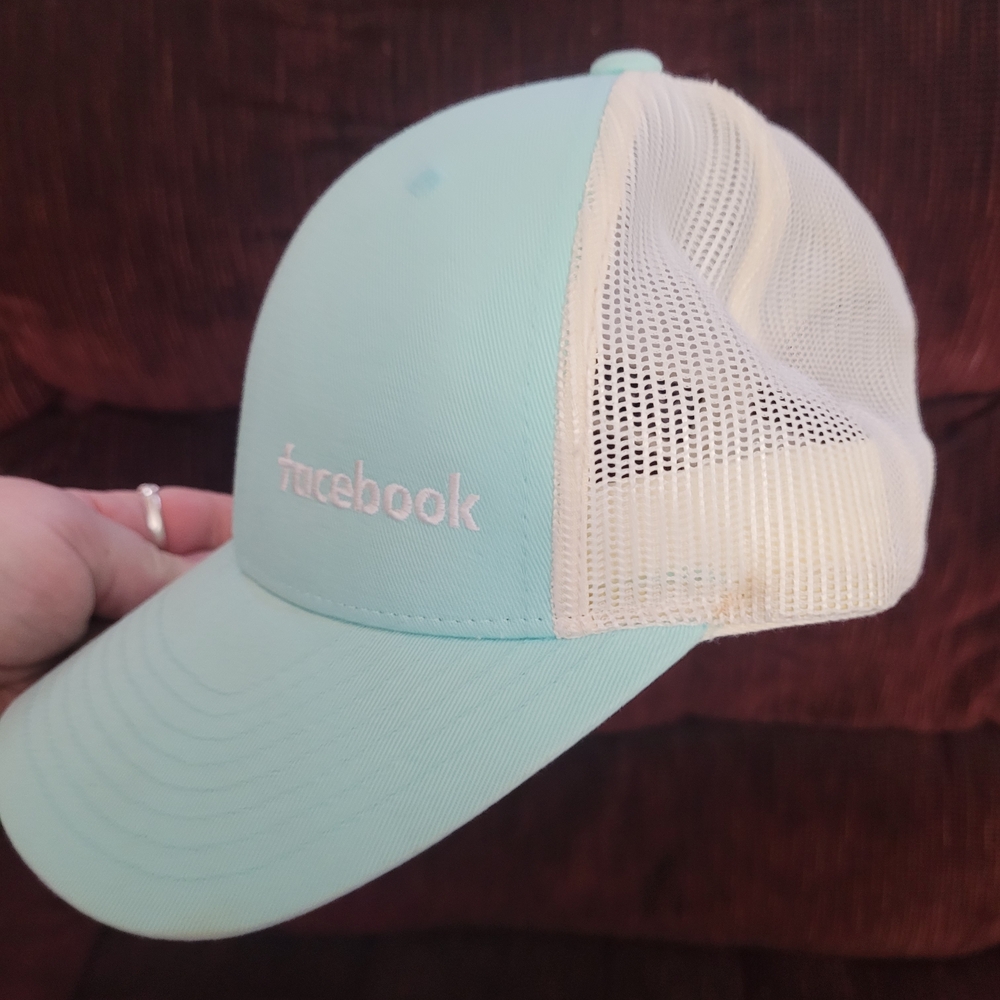Facebook Aqua Blue and Cream Trucker Hat